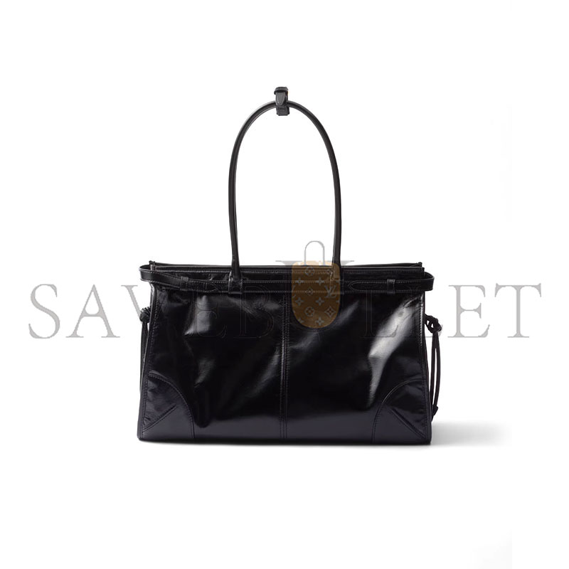 Pra*a bonnie large leather handbag 1ba433 (38*24*12cm)